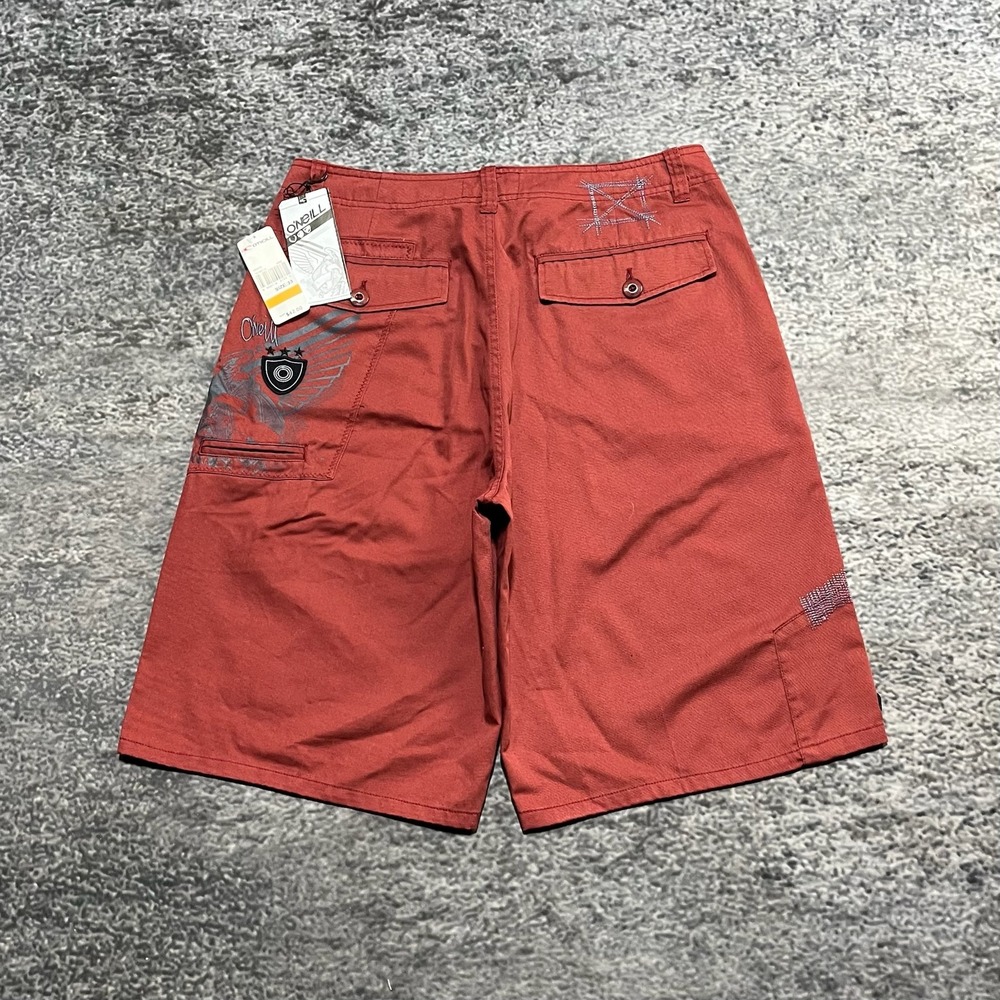 NWT Vintage O'Neill Shorts Mens 33 Red Y2K Baggy Surf Skater Grunge
